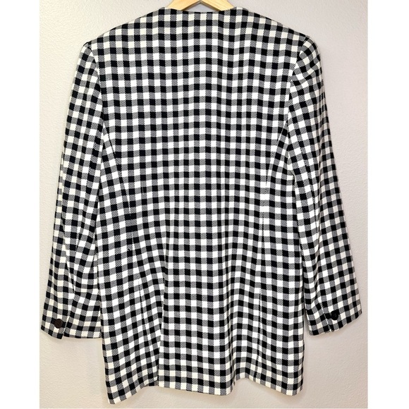 Jones New York Vintage Checkered Long Length One Button Blazer 100% Pure Wool - Picture 2 of 7